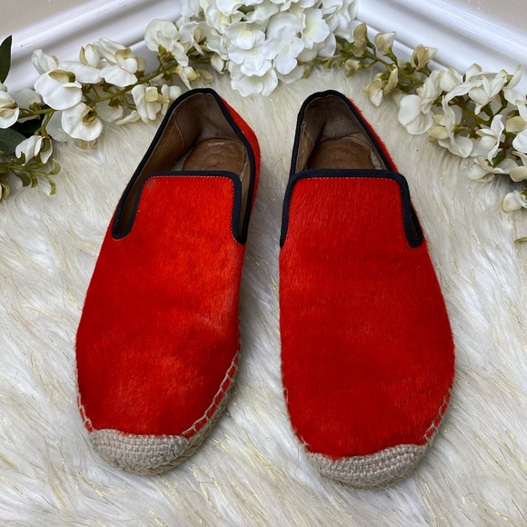 Celine Red Pony Hair Slip On Espadrille Flats Sz 38 - Picture 4 of 7